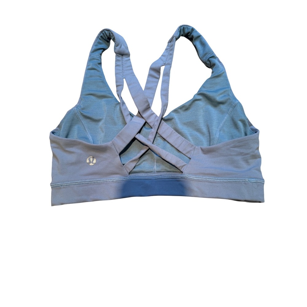 Lululemon Free To Be Wild Sports Bra Light Blue Strappy Back Yoga Size 4